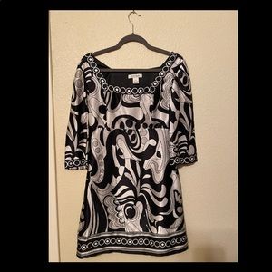 Mod pattern black & white mini dress
